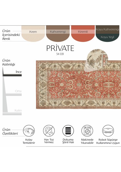 Private Kiremit Halı Yolluk Otantik Dokuma Şönil Halı Yıkanabilir Eskitme Vintage Hol Koridor Halısı fiyatları