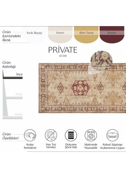 Private Krem Eskitme Vintage Halı Etnik Desenli Otantik Şönil Yolluk Yıkanabilir Hol Koridor Halısı fiyatları