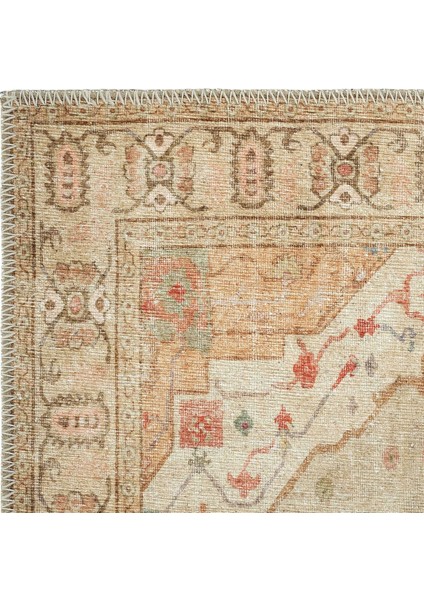 Private Bej Yolluk Eskitme Göbekli Antre Hol Koridor Halısı Yıkanabilir Vintage Şönil Yolluk Halı