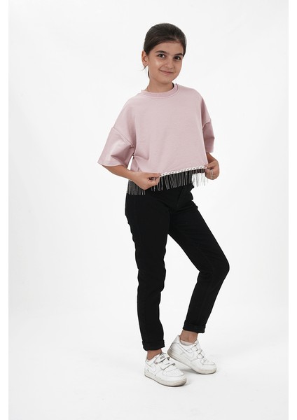 Kız Çocuk Iki Iplik Etek Ucu Püsküllü Zincirli Kısa Kollu Tshirt fiyatları