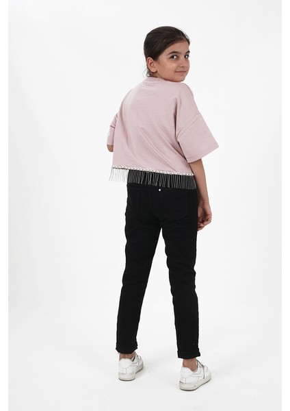 Kız Çocuk Iki Iplik Etek Ucu Püsküllü Zincirli Kısa Kollu Tshirt fırsatları