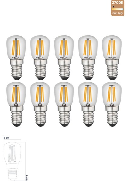 LED Rustik Ampul E14 C7 Ampul 2W 2700K Gün Işığı Erd-69