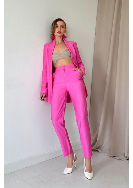 Fit Ceket ve Pantolon Takım - Pembe