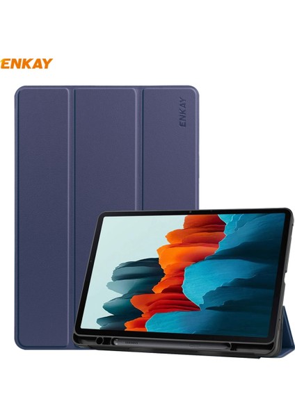 Enkay Pu + Tpu Smart Case For Samsung Tab S7 T870 / T875 (Dark Blue) (Yurt Dışından)