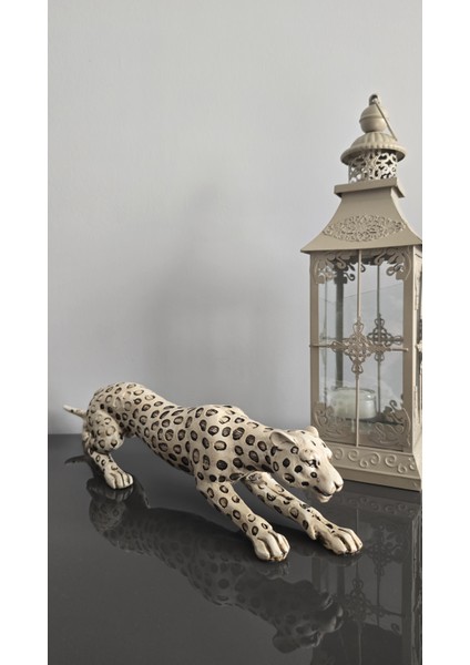 Dekoratif Leopar Biblo 42 cm | Modern Polyester Heykel