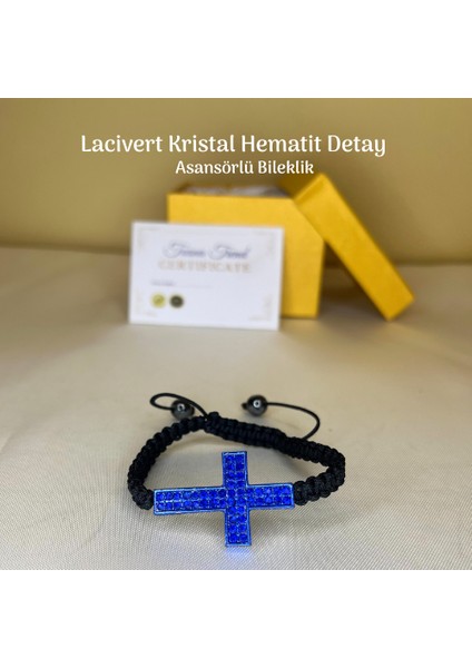 Hac Detaylı Kristal Taş Bileklik Hematit Detaylı Asansör Bileklik
