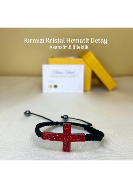 Hac Detaylı Kristal Taş Bileklik Hematit Detaylı Asansör Bileklik