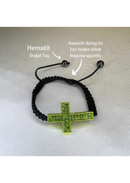 Hac Detaylı Kristal Taş Bileklik Hematit Detaylı Asansör Bileklik modelleri