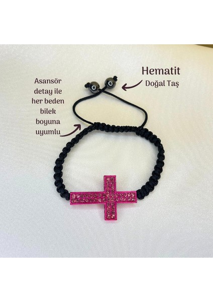 Hac Detaylı Kristal Taş Bileklik Hematit Detaylı Asansör Bileklik modelleri