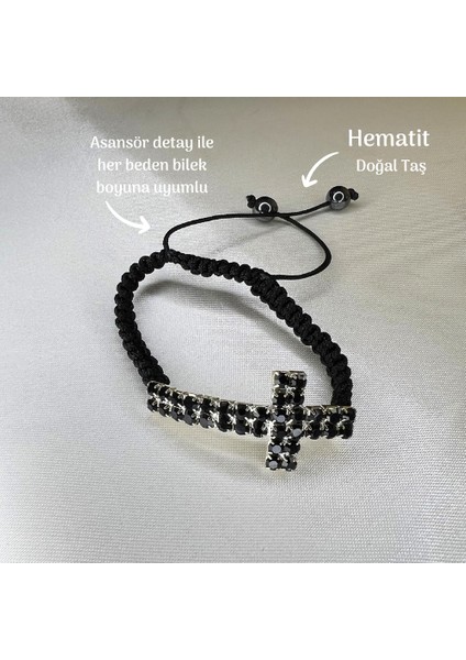 Hac Detaylı Kristal Taş Bileklik Hematit Detaylı Asansör Bileklik modelleri