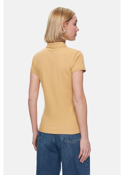 SHAVER Pembe Polo Yaka Nakışlı Kadın Tshirt