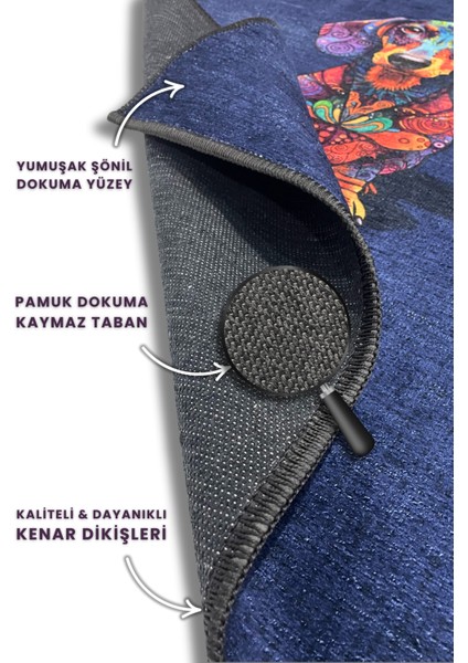 Fantastik Köpek Desenli Halı Hayvan Figürlü Halı Renkli Soyut Halı Dijital Baskılı Dokuma Kaymaz Tabanlı Yıkanabilir Oturma Odası Halısı indirimleri