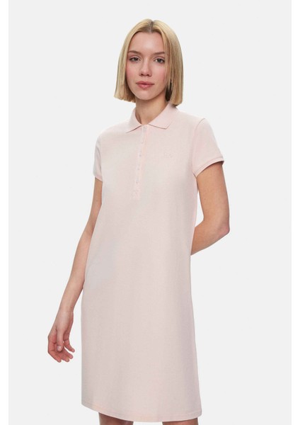MADEIRA Pembe Polo Yaka Nakışlı Standard Fit Kadın Elbise