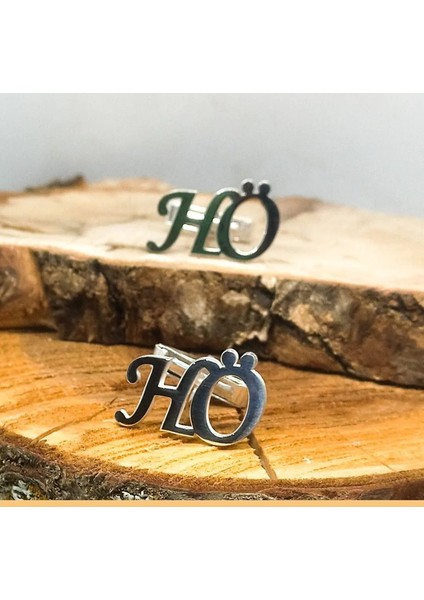 Gümüş Iki Harfli Kol Düğmesi