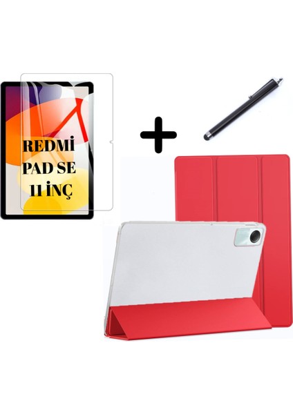 Xiaomi Redmi Pad SE 11inç Kılıf SET PU Deri Smart Tablet Kilifi Ekran Koruyucu + Kalem