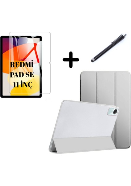 Xiaomi Redmi Pad SE 11inç Kılıf SET PU Deri Smart Tablet Kilifi Ekran Koruyucu + Kalem