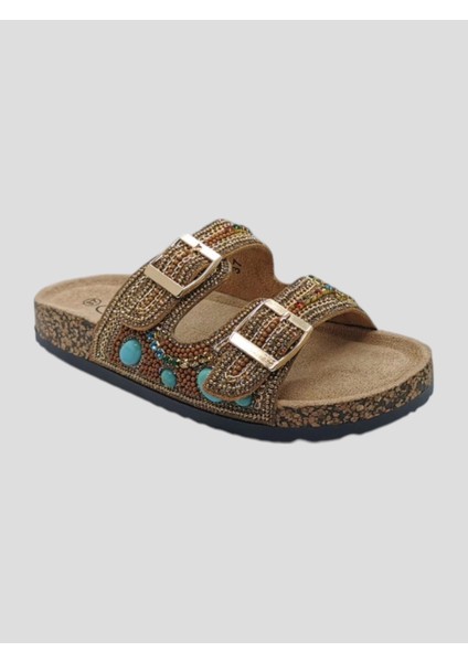 25Y102-5 Kadın Taşlı Terlik Camel fiyatları