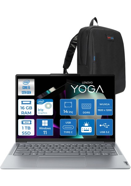 yoga Slim 6 14IRH8 Intel Core I5-13500H 16 GB 1tb SSD 14" Wuxga 400NITS OLED W11HOME Taşınabilir Bilgisayar 883E00060TR06+ZETTAÇANTA