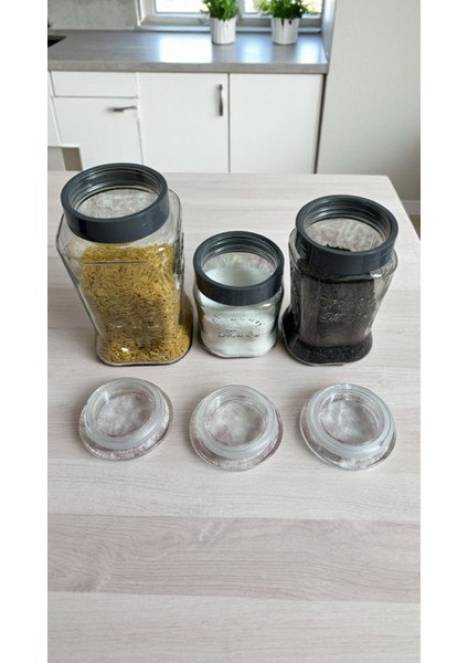 3'lü Jumbo Boy Vakumlu Kapaklı Cam Erzak Kavanozu Saklama Kabı modelleri