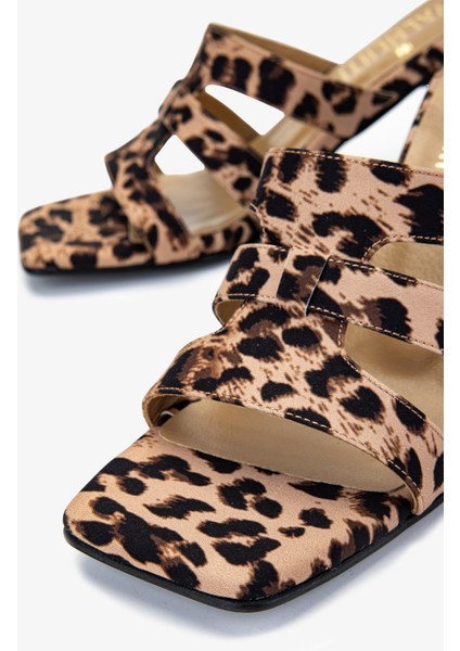 Kadın Vegan Leopar Topuklu Terlik 1063 23420 Bn Trlk Y25 Leopar modelleri