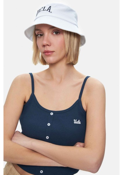 Rhodes Lacivert Askılı Nakışlı Kadın Crop
