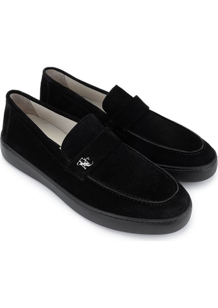 Erkek Siyah Süet Loafer Ayakkabı 1100 B349-18 Erk Ayk Y25 Sıyah Suet