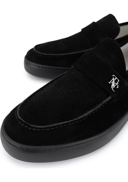 Erkek Siyah Süet Loafer Ayakkabı 1100 B349-18 Erk Ayk Y25 Sıyah Suet