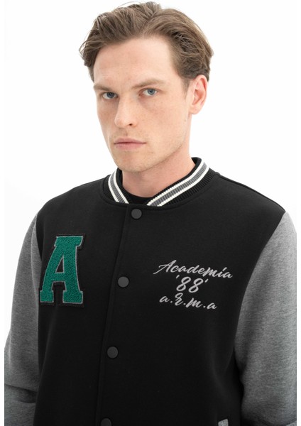 Erkek Şık Tarz Cepli Regular Fit Düğme Kapamalı Kolej Mont Sweatshirt K26264650001