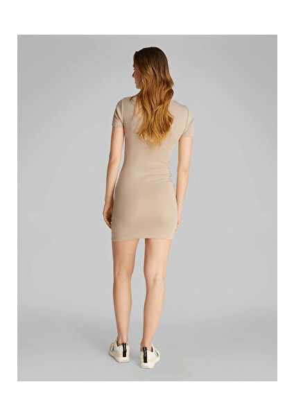 Washed Woven Label Rıb Dress modelleri