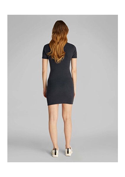 Washed Woven Label Rıb Dress modelleri
