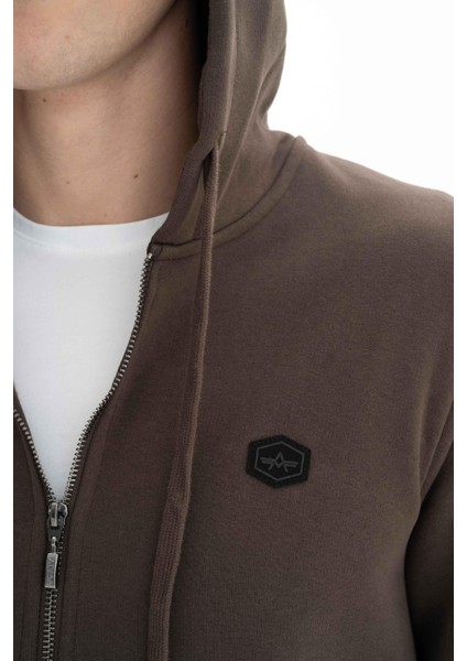 Erkek Regular Fit 3 İplik Şardonlu Tam Fermuar Kapüşonlu Cepli Sweatshirt K26324649801