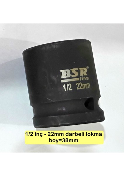 Darbeli Lokma 1/2" -22MM BOY=38MM Havalı Alet ve Diğer Kollara Takılabilir. 1 Adet