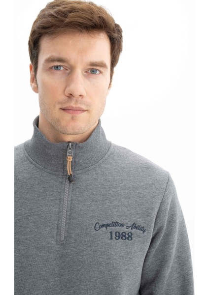 Erkek Büyük Beden Yarım Fermuar Basic Dik Yaka Sweatshirt K26544801201 fiyatları
