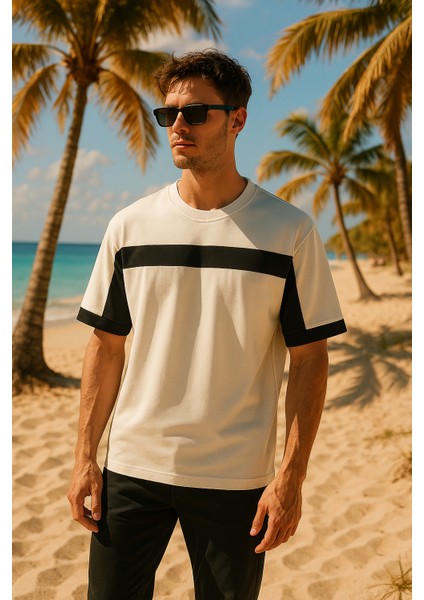 Unisex Elan Prime Beyaz Fermuarlı T-shirt