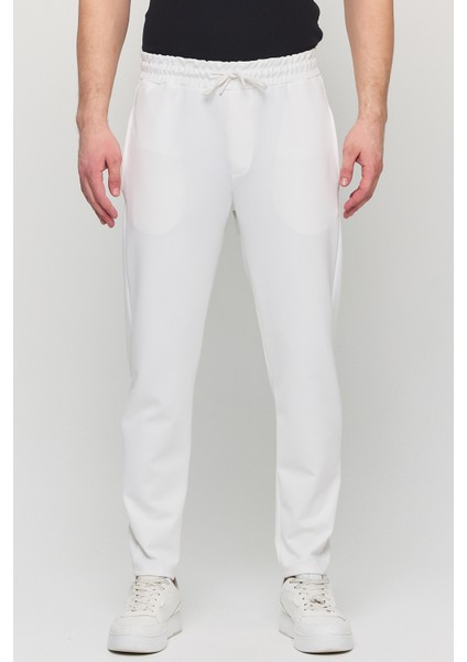 Erkek Slim Fit Beli Lastikli Ipli Likralı Çelik Örme Jogger Pantolon