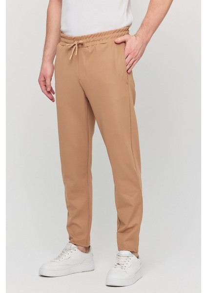 Erkek Slim Fit Beli Lastikli Ipli Likralı Çelik Örme Jogger Pantolon