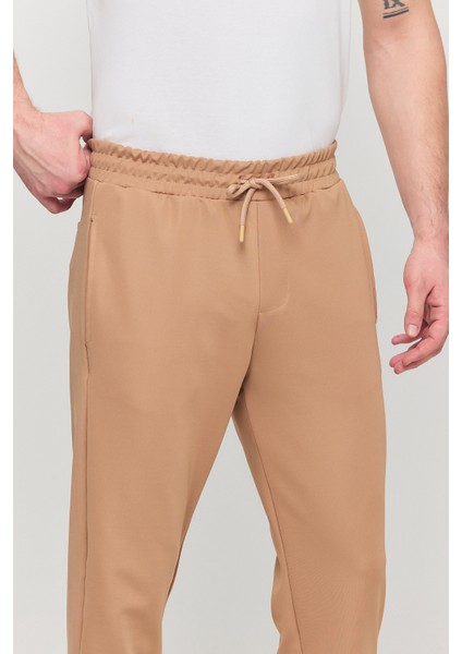 Erkek Slim Fit Beli Lastikli Ipli Likralı Çelik Örme Jogger Pantolon