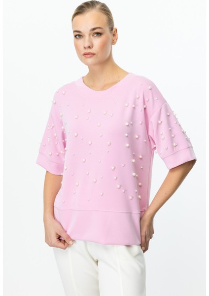 On Sıfır Yaka Incili Bluz Pembe 56617 fiyatları