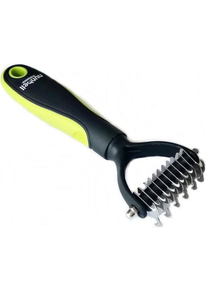 Professional Çift Taraflı Tüy Kıtık Açıcı Köpek Tarağı 17CM - Renk Yeşil