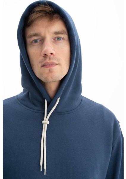 Erkek Relax Fit Kapüşonlu Cepsiz Sweatshirt K26254625201