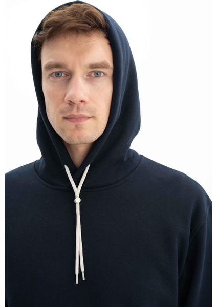 Erkek Relax Fit Kapüşonlu Cepsiz Sweatshirt K26254625201