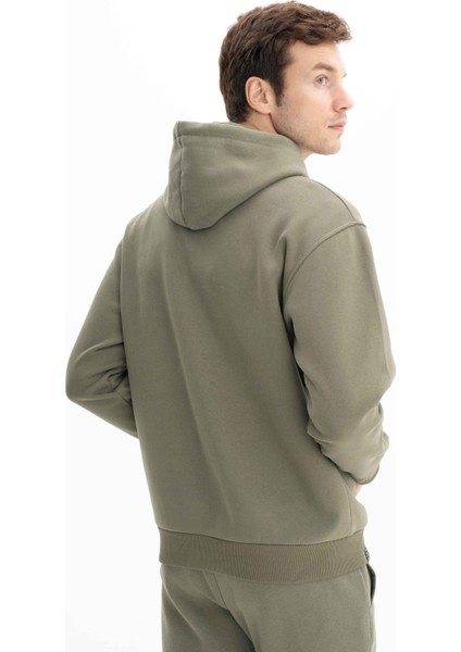 Erkek Relax Fit Kapüşonlu Cepsiz Sweatshirt K26254625201