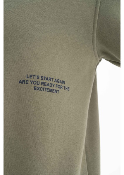 Erkek Relax Fit Kapüşonlu Cepsiz Sweatshirt K26254625201