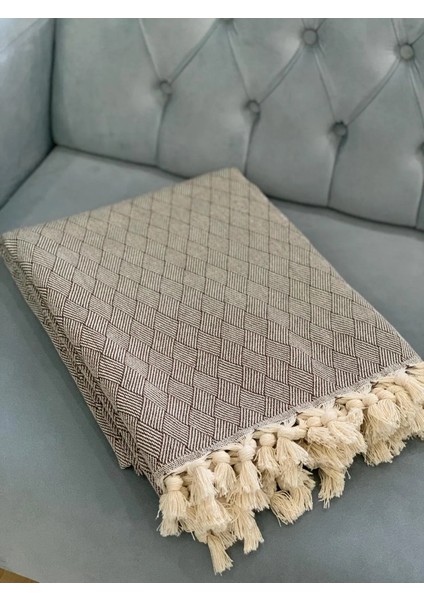 Baklava Desen Pamuklu 180 x 230 Çok Amaçlı Serpme Koltuk Örtüsü