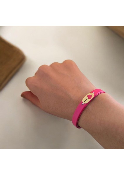 Derili Oval ve Kalp Motifli 14 Ayar Altın Plakalı Kadınlara Sembol Bilekliği-377SEMBOL-PEMBE modelleri
