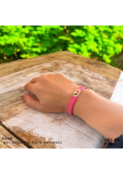 Kadınlara Özel Oval ve Kalp Motifli 14 Ayar Altın Plakalı Özgün Derili Burç Bilekliği-377BURÇ-PEMBE fırsatları