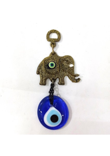 Dekoratif Nazar Boncuklu Fil Figürlü Duvar Süsü 14 x 5.5 cm