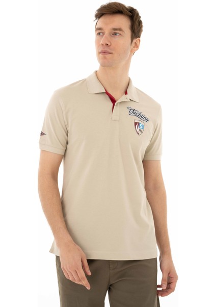 Erkek Baskılı Regular Fit % 95 Pamuklu %5 Likralı Polo Yaka T-Shirt Y25374306201