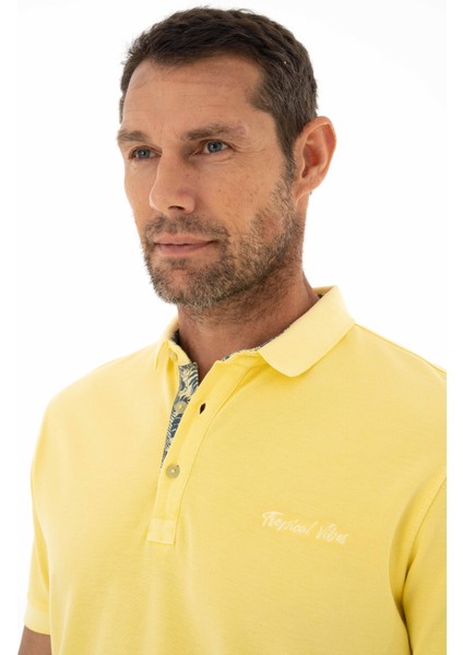 Erkek Regular Fit Parça Boyama Polo Yaka Tişört Y25374376301