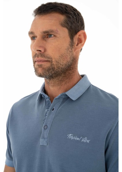 Erkek Regular Fit Parça Boyama Polo Yaka Tişört Y25374376301